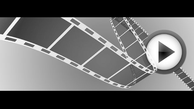 A film strip is shown in black and white.